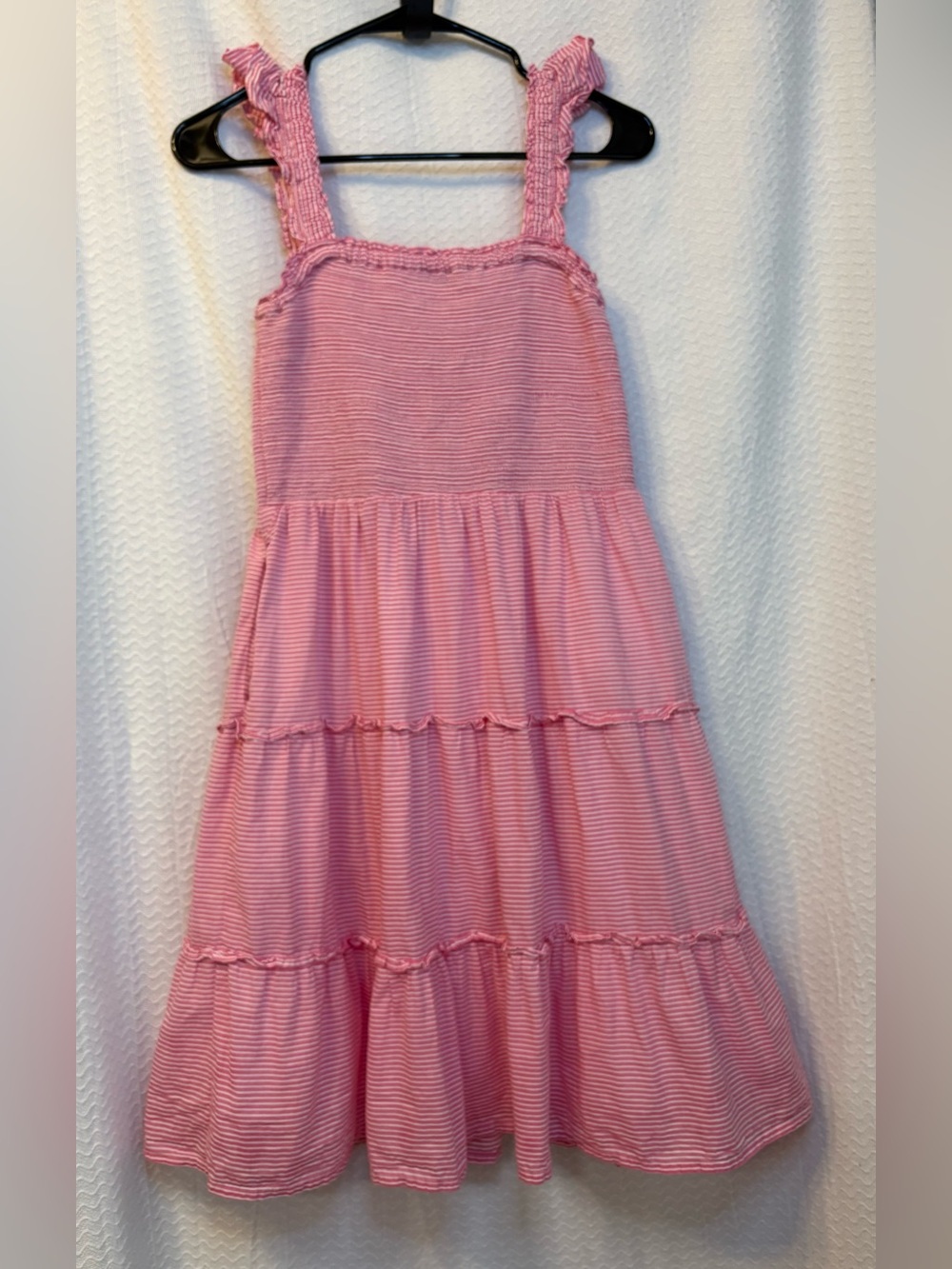 J. Crew striped smocked tiered lined mini sundress.   100% cotton.  Size S.